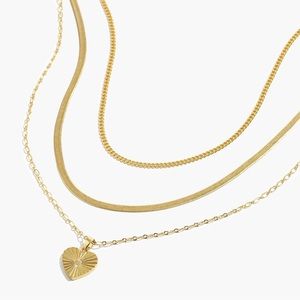 Madewell Three-Piece Etched Heart Necklace Set